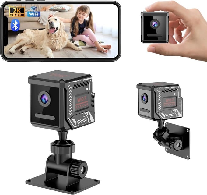 Mini Camera - Bewakingscamera Binnen - Thuis Bewaken - 2K HD WiFi - 4.3 cm - Zwart