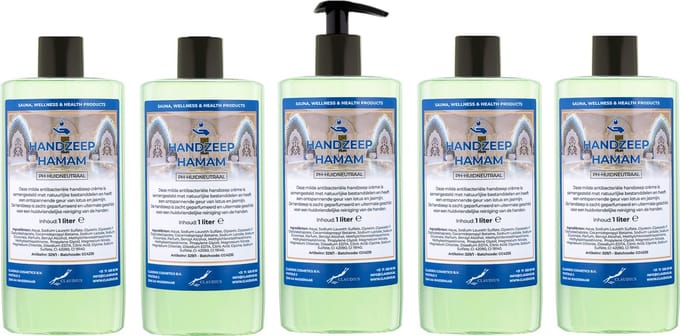 Handzeep Hamam 500 ml - met gratis pompje - set van 5 stuks