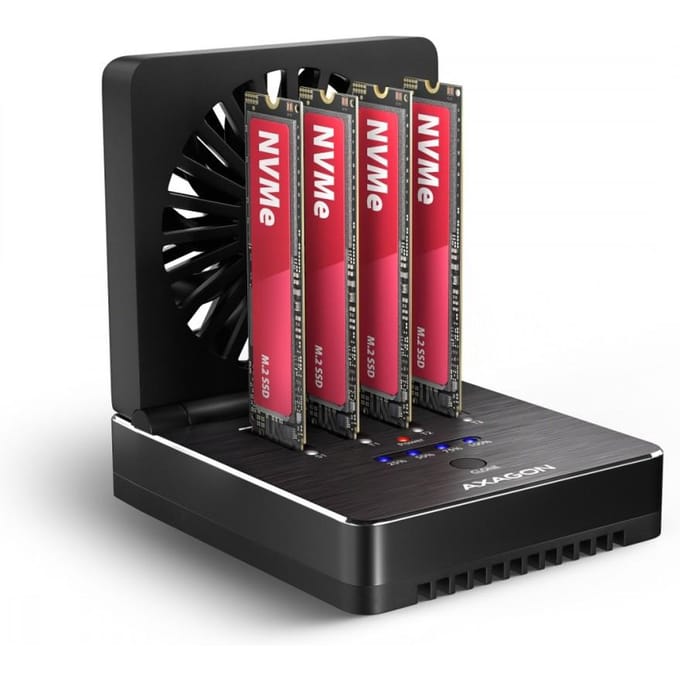 ADSA-M2C44 USB-C 4xNVMe M.2 40Gbps koeler zwart