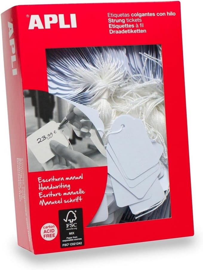Witte kaartjes met draad voor prijsaanduiding en decoratie 1000 stuks
