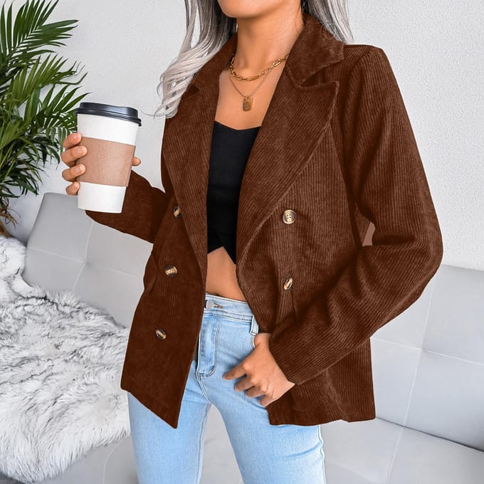 Dames herfst- en wintermode kleine jastopjes met dubbele rij knopen S
