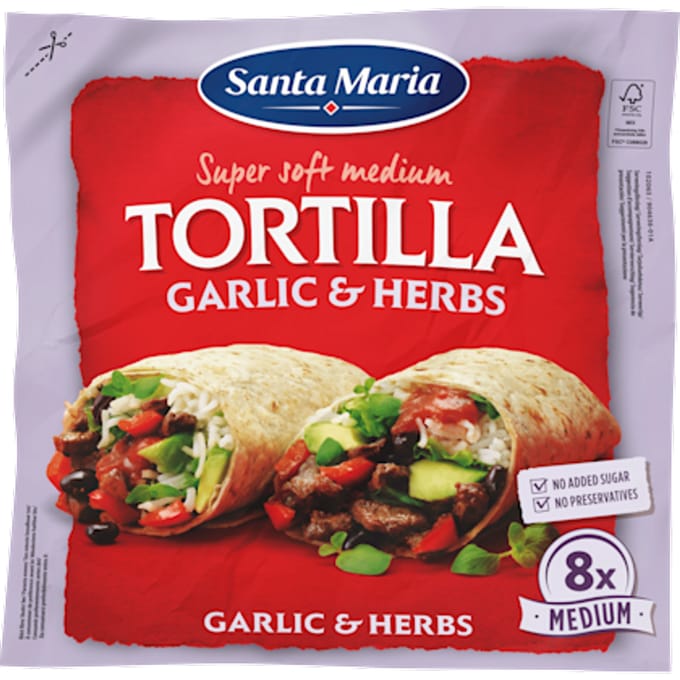 Tortilla wrap Garlic + Herbs 8st