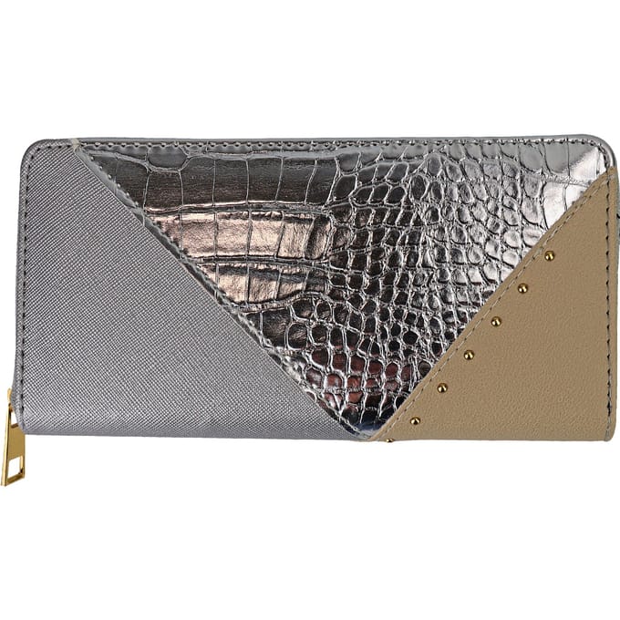 Dames Faux Leer Portemonnee Grote Gepaneelde Tas Kaart Munt Organiser