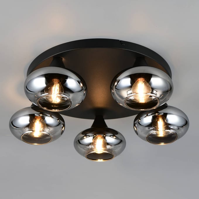 REALITY DIVINA - Plafondlamp - Rookkleur - excl. 5x E14 4 W - Plafondbevestiging