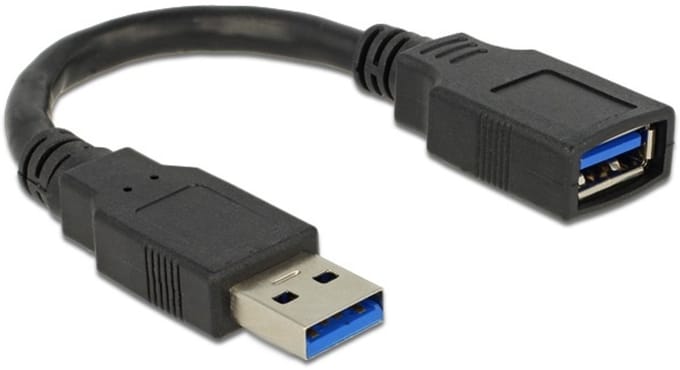 Delock 82776 USB-kabel USB 3.0 USB-A stekker, USB-A bus 0.15 m Zwart