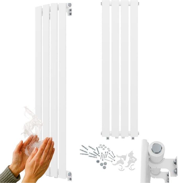 Granitan Handdoekradiator Ferro - 110x29,6cm - Wit - verticale radiator - Badkamer Verwarming Radiator