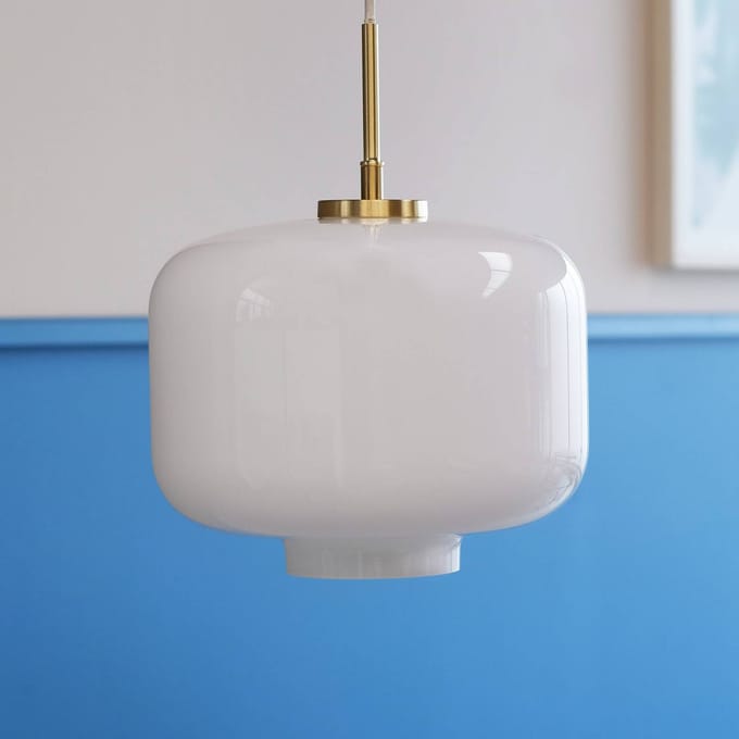 Dyberg Larsen hanglamp Arp, messingkleurig, glas, Ø 30 cm