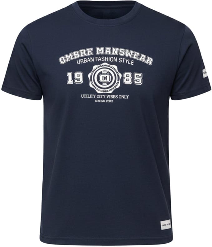 OMBRE T-shirt - Regular Fit - Katoen - Korte Mouw Marine M