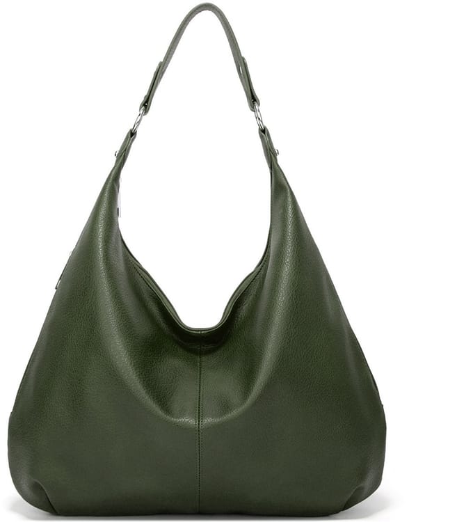 Dames Schoudertas - Zachte PU Leren Shopper - Grote Opbergruimte - Groen - Met Rits