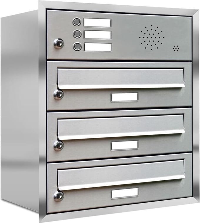 Inbouw met intercom 3 adressen(rand)_Brievenbus met intercompaneel inbouw_3_adressen__RVS