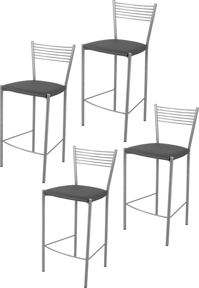 Tommychairs Elegance - Eetkamerstoelen - Set van 4 - Chroom & Wit - Kunstleer