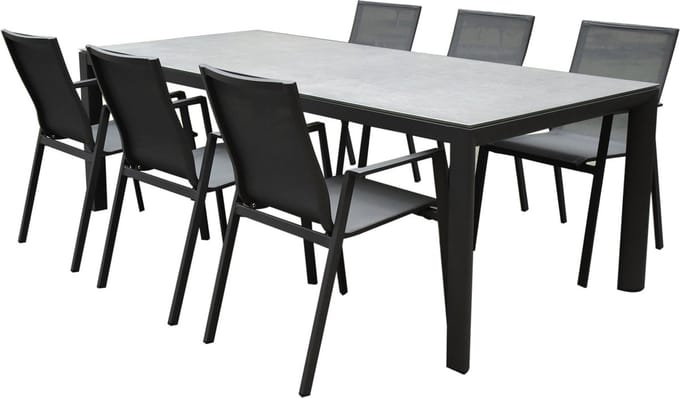 New Valley Angora dining tuinset 220x100x74,5 cm 7 delig antraciet