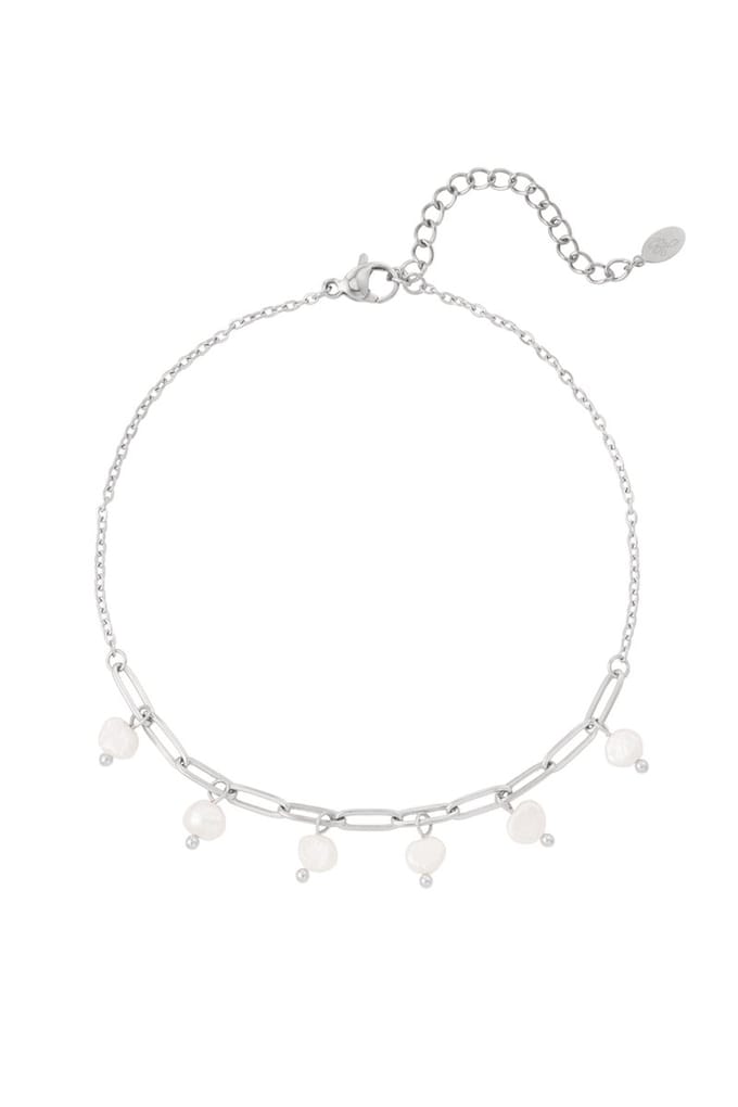 Enkelbandje Schakel Parels - Zilver - Stainless Steel - Waterproof