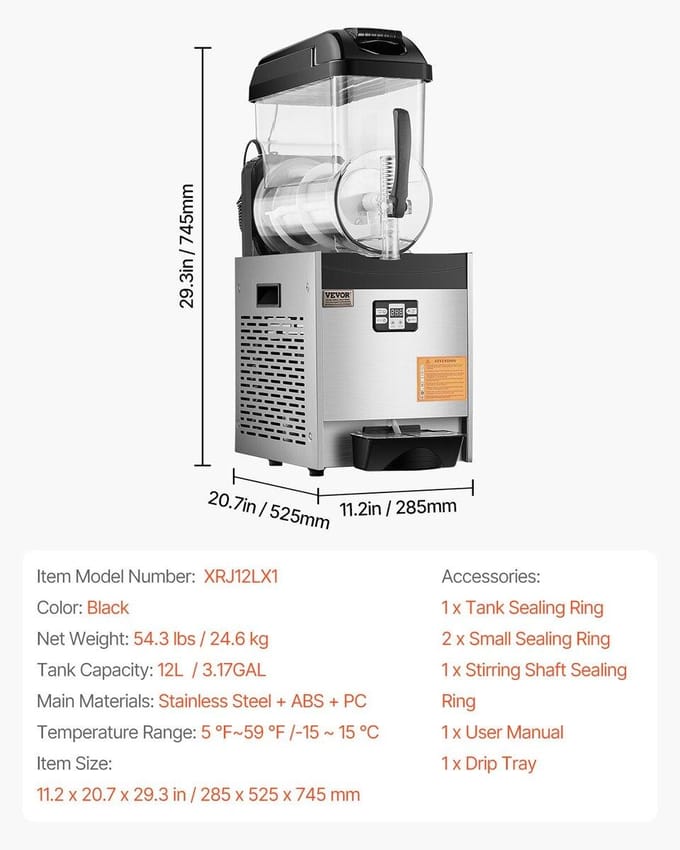 Machine à Granités Commerciale 12L Margarita Smoothie Boisson Glacée