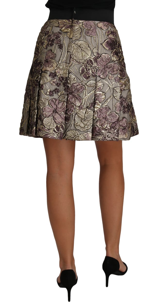 Dolce & Gabbana A-Lijn Mini Floral Print Jaquard Rok