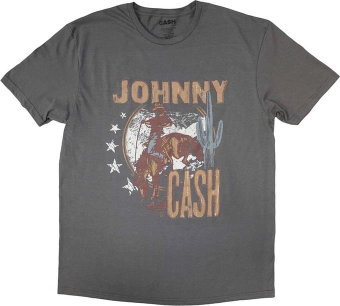 Johnny Cash - Cowboy Heren T-shirt - S - Grijs