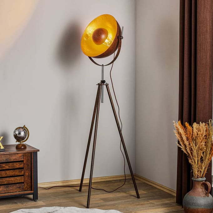 Globo - vloerlamp - Xirena I - bruin - metaal - Ø 69cm - E27 - 58307