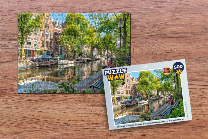 Puzzel Groene natuur langs de Prinsengracht in Amsterdam - Legpuzzel - Puzzel 500 stukjes