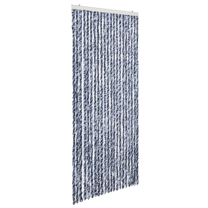 vidaXL - Vliegengordijn - 90x220 - cm - chenille - blauw, - wit - en - zilver