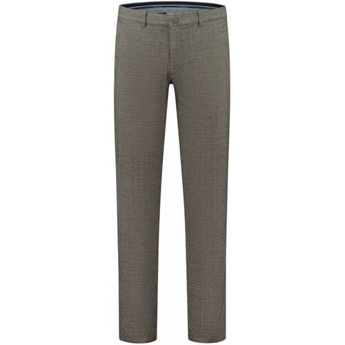 Com4 Broek Cotton Blend Check Modern Chino Bruin / male