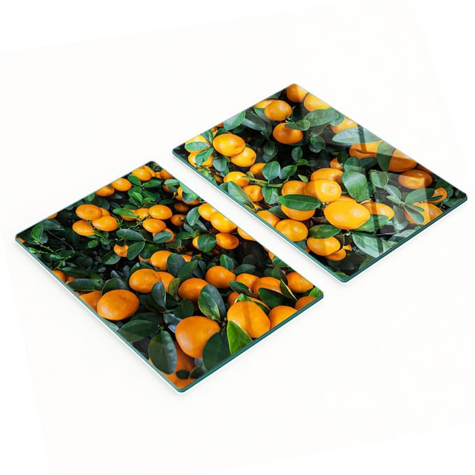 Multifunctionele decoratieve glazen borden met mandarijnprint 2x40x52 cm