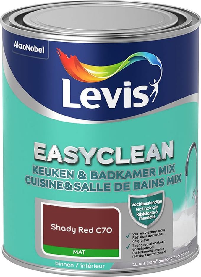 Levis - Easyclean Keuken & Badkamer Mix - Shady Red C70 - Mengverf - 1 L