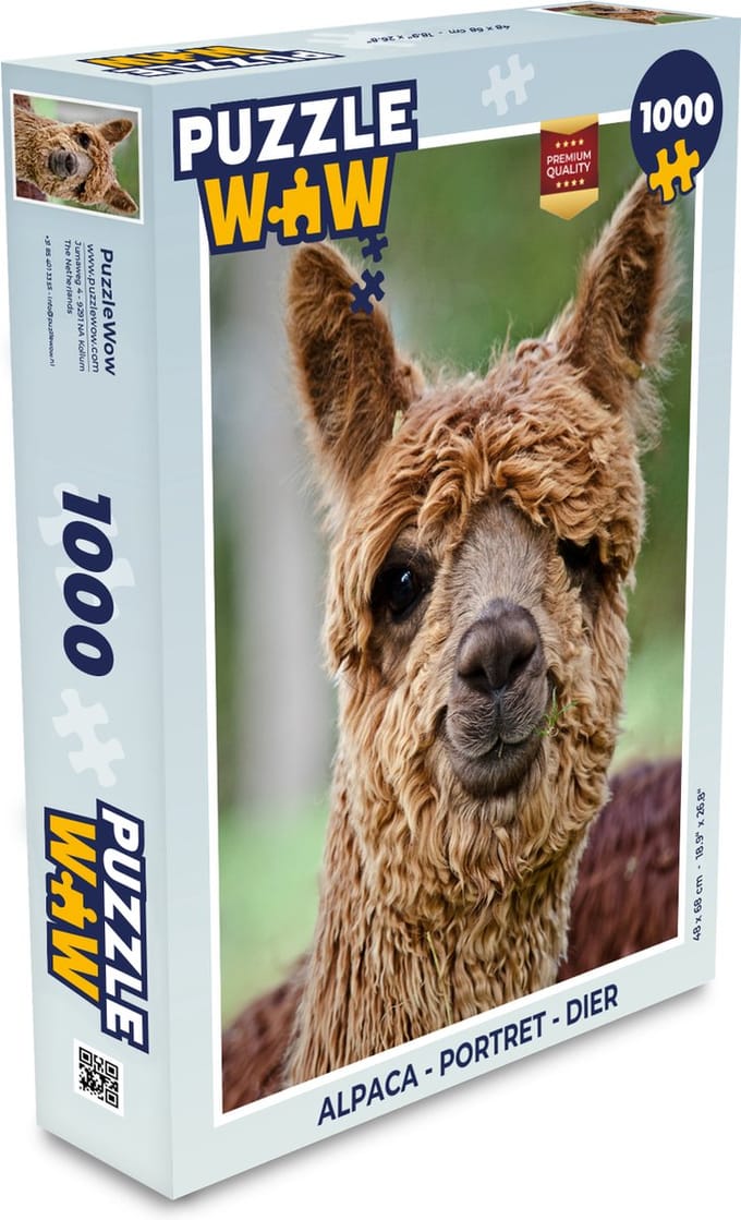Puzzel Alpaca - Portret - Dier - Legpuzzel - Puzzel 1000 stukjes volwassenen