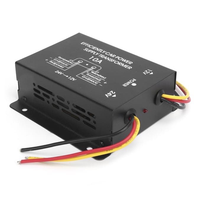 10A DC Stroomomvormer 24V naar 12V Spanningsafwaartregelaar Aluminiumlegering Behuizing voor Autoradio gray