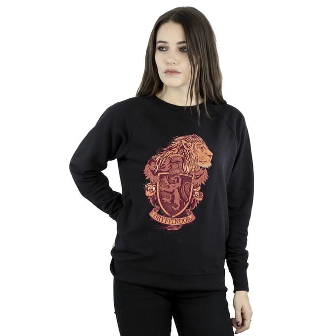 Harry Potter Dames/Dames Gryffindor Schets Crest Sweatshirt (Zwart)