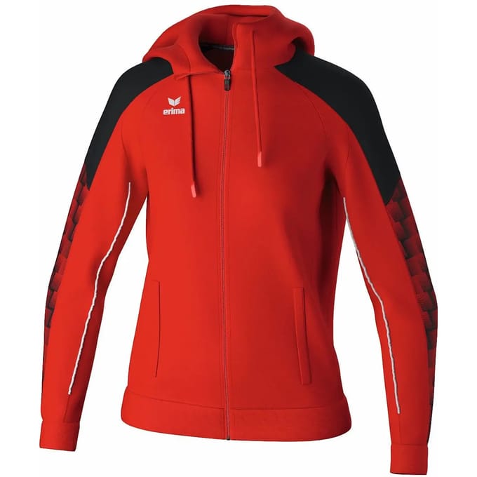 Erima Evo Star Trainingsjack Met Capuchon Dames - Rood / Zwart | Maat: 42