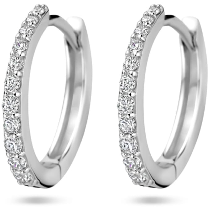 Zilver gerhodineerd klapoorringen zirkonia 14 mm - 1339809