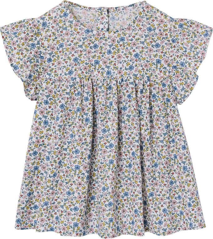 Vertbaudet Gebloemde meisjesblouse met korte mouwen en ruches