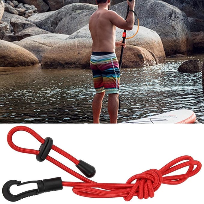 Laisse de pagaie élastique portable en nylon pour extérieur pour canoë, kayak, canne à pêche (rouge) rouge