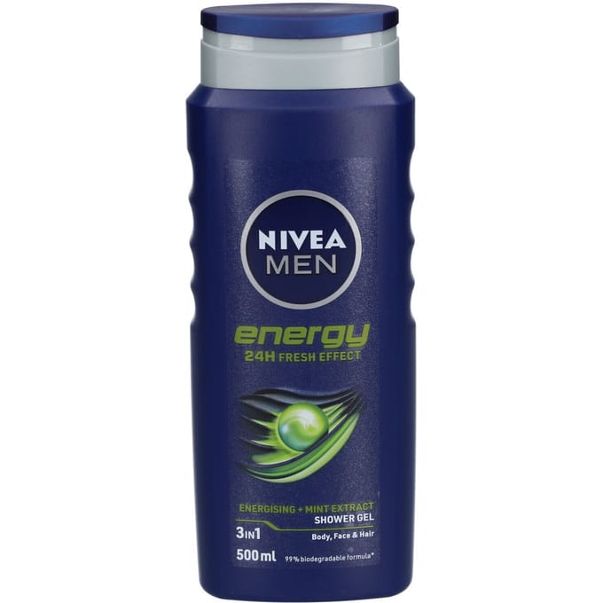 NIVEA MEN Energy douchegel - 3-in-1 douchegel met muntextract - shampoo - 500 ml