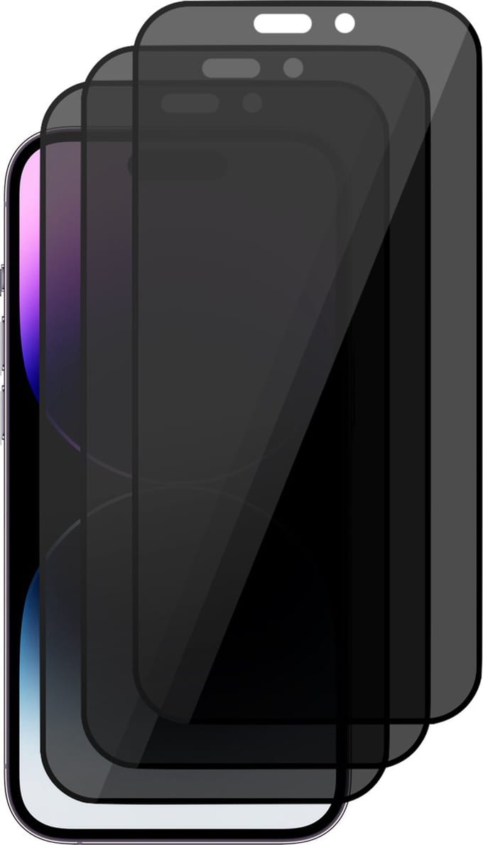 Privacy Screenprotector geschikt voor iPhone 14 Pro Max - Volledig Dekkende Gehard Glas Tempered Glass - 3 Stuks