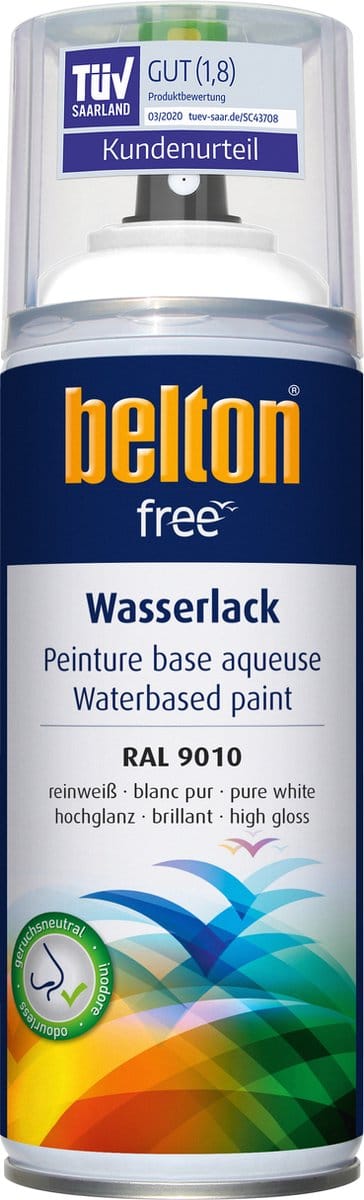 Spuitbus Belton Free Ral 9010 Reinweiss (waterbasis) 400 ml