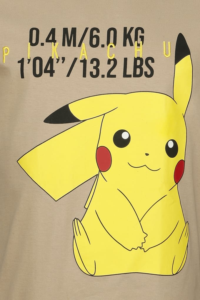 Pokémon - Gaming T-shirt - Pikachu - S tot M - voor Mannen - beige