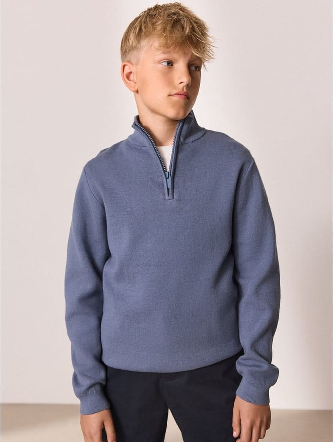 Next - Jongens - Trui met kwartrits - Blauw