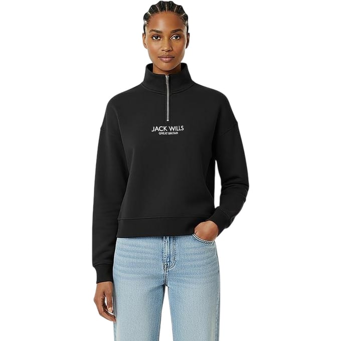 Jack Wills Dames/Dames Honeylane Sweatshirt met halve rits (Zwart)