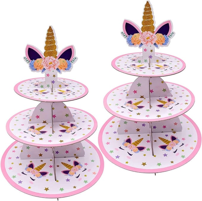 2 Setten Taartstandaards met 3 Lagen van Karton voor Cupcakes en Gebak