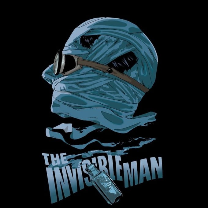 Universal Monsters The Invisible Man Illustrated T-shirt - Zwart - M