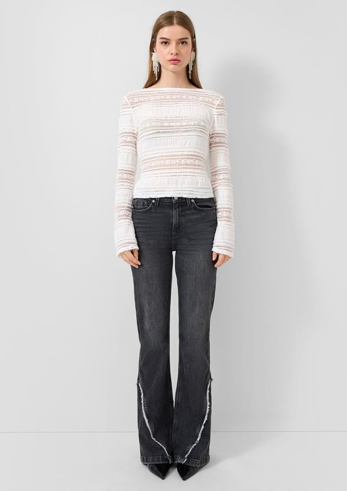 Hoge taille Regular jeans met bohemian stijl en vintage uitstraling dames QS Reena