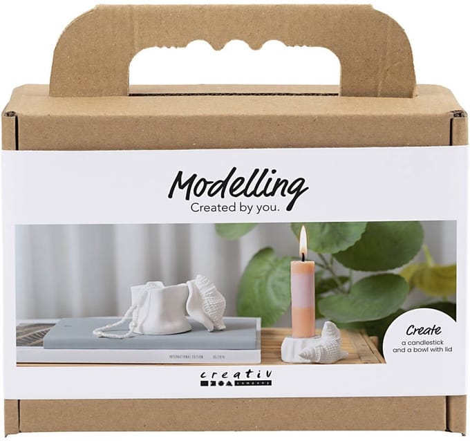 CC Mini Craft Kit Modelling, Candle holder with shells, off white, 1 pack