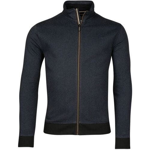 Baileys Vest Yarn Dyed Jacquard Doubleface Interlock Sweat Cardigan Zip Mid Denim Blue / male
