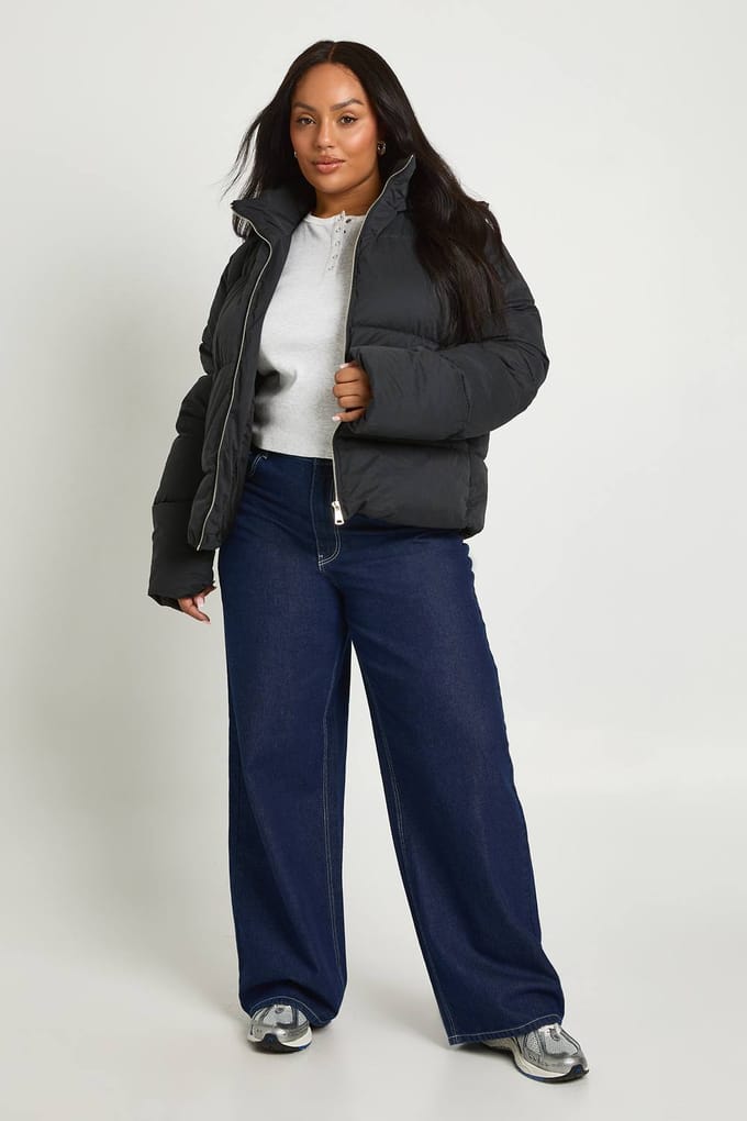 boohoo Dames Plus Gewatteerde Pufferjas | Black | Maat: 16