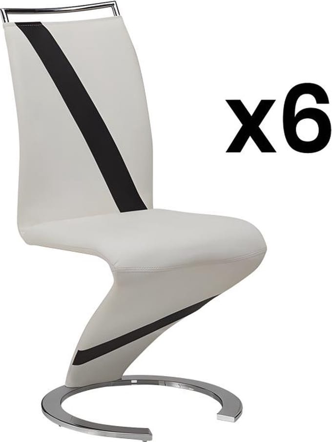 Vente-unique Set van 6 stoelen van kunstleer TWIZY - zwart & wit