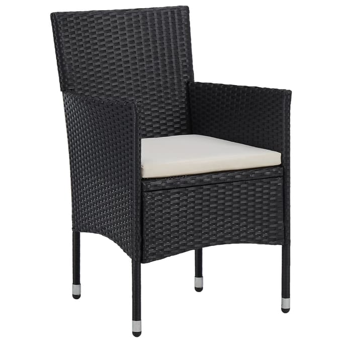 vidaXL - 3-delige - Tuinset - poly - rattan - zwart