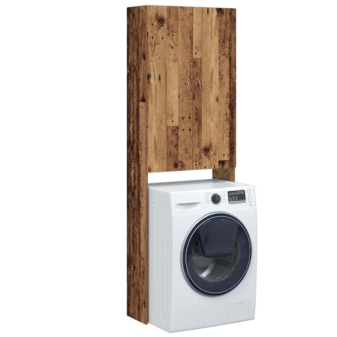vidaXL - Wasmachinekast - 64x25,5x190 - cm - oud - houtkleurig