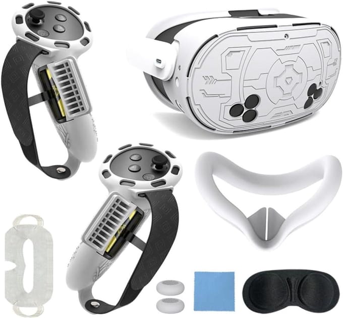 Beschermhoes Set - VR Accessoires - Virtuele Ervaringen - Complete Set - 1x Gezicht 2x Controller - Wit