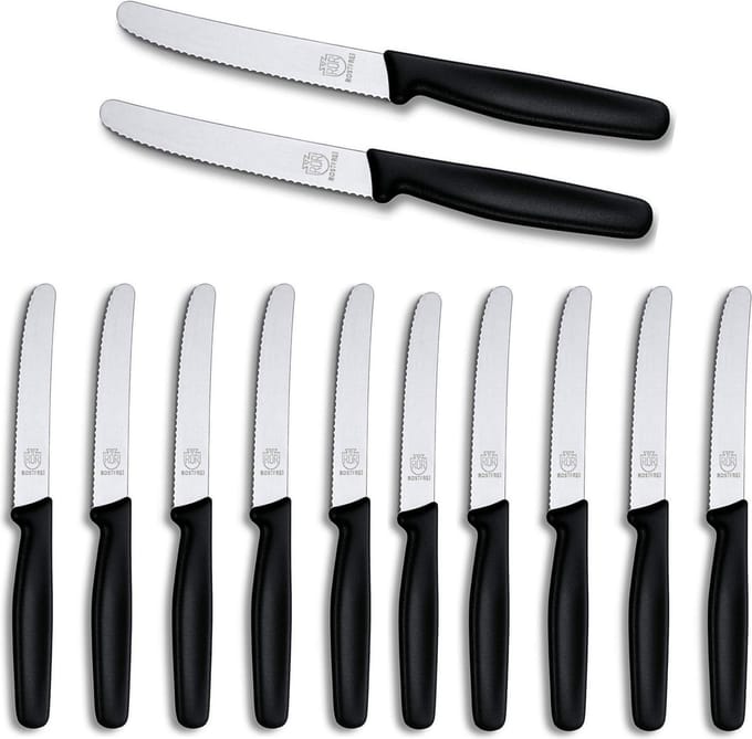 RÖR Solingen Tafelmes met Kartel - RVS - Lemmet 10.5 cm - Zwart - 12 Stuks